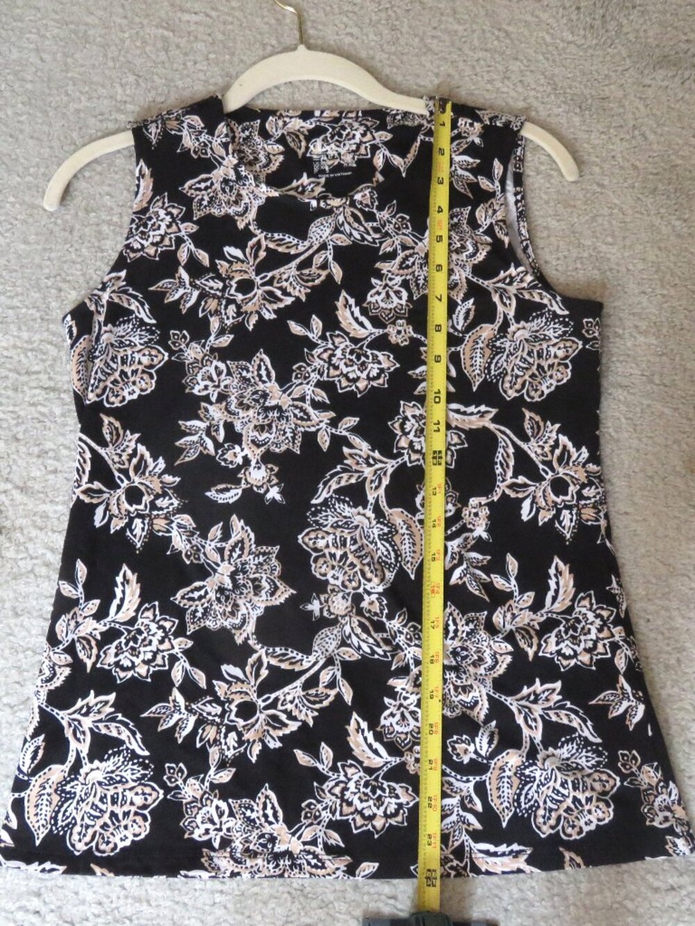 NEW NWOT Denim & Co. Beach Black Floral Print Sleeveless High Neck Tank Top XXS
